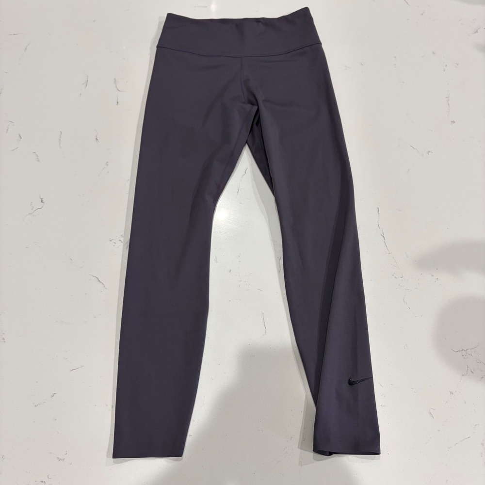 Nike Dri-FIT Womens Leggings Dark Purple Charcoal High Rise Athletic Tights S